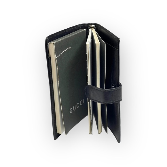 Vintage: Gucci ♛ Small Leather Daily Organizer Book ♛ Gold Logo Hardware Plaque - Picture 7 of 16